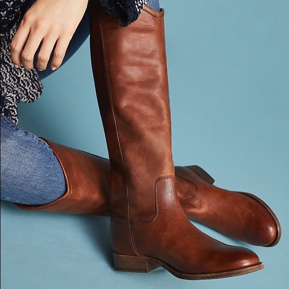 Frye Shoes - Frye Melissa Button Brown Rustic Riding Boot